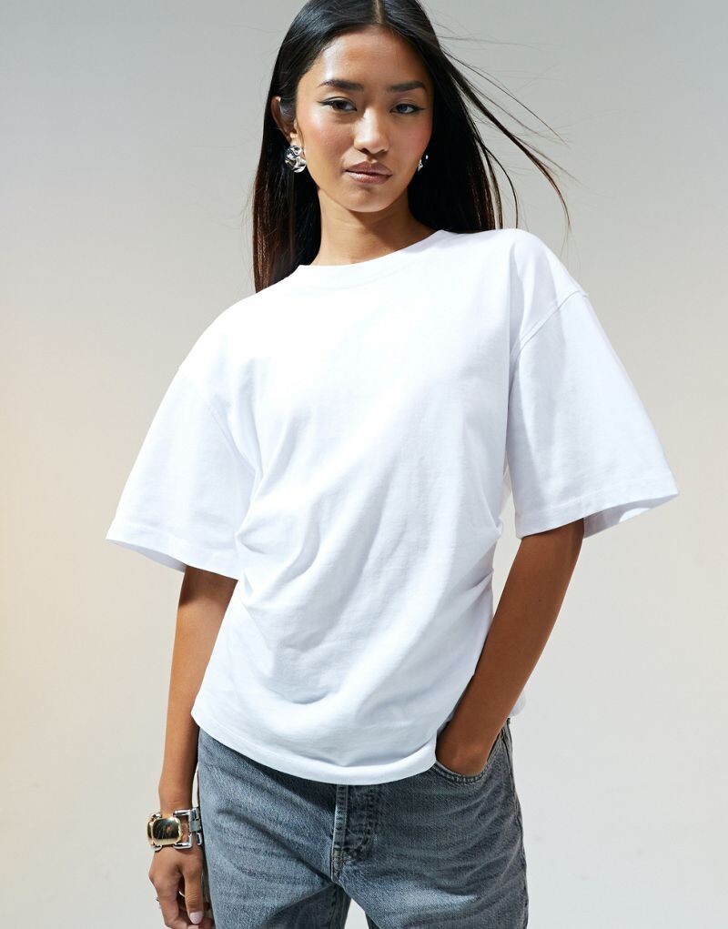 

Белая футболка с корсетом на поясе ASOS DESIGN