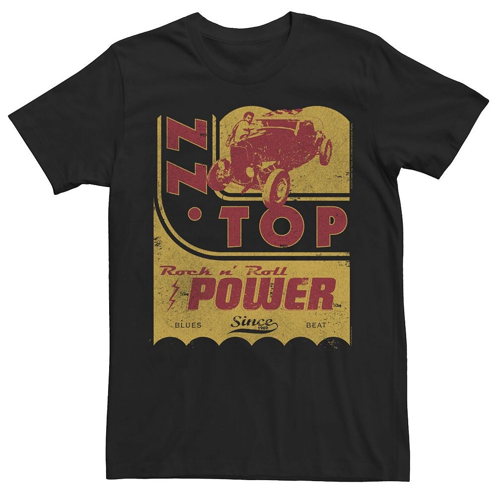 

Мужская футболка ZZ Top Rock N' Roll Power с потертым логотипом и графическим рисунком Licensed Character, черный