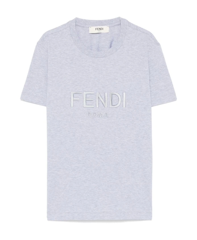 

Хлопковая футболка с логотипом Fendi, серый