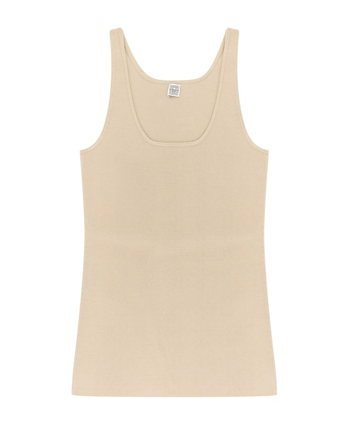 

Бежевая футболка без рукавов с круглым вырезом Totãªme, бежевый