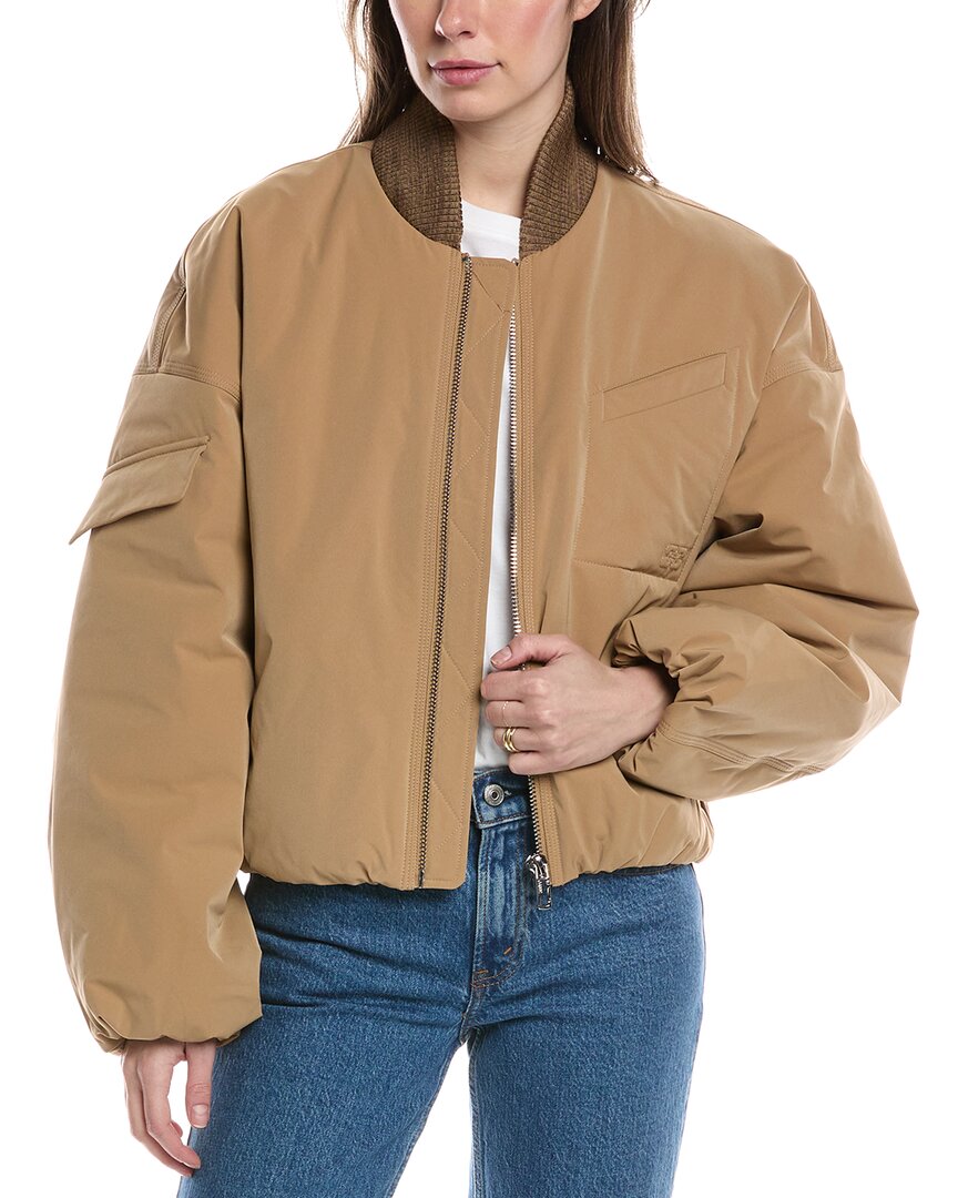 

Куртка-бомбер свободного покроя GANNI Light Twill, коричневый