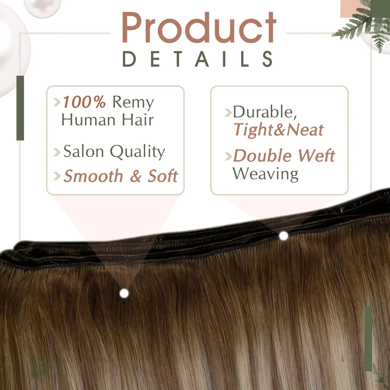 Накладные волосы Runature Weave Braids из натуральных волос, 50 см, 100 г, балаяж Runature, 2-Wefts #3/8/22 — фото 3