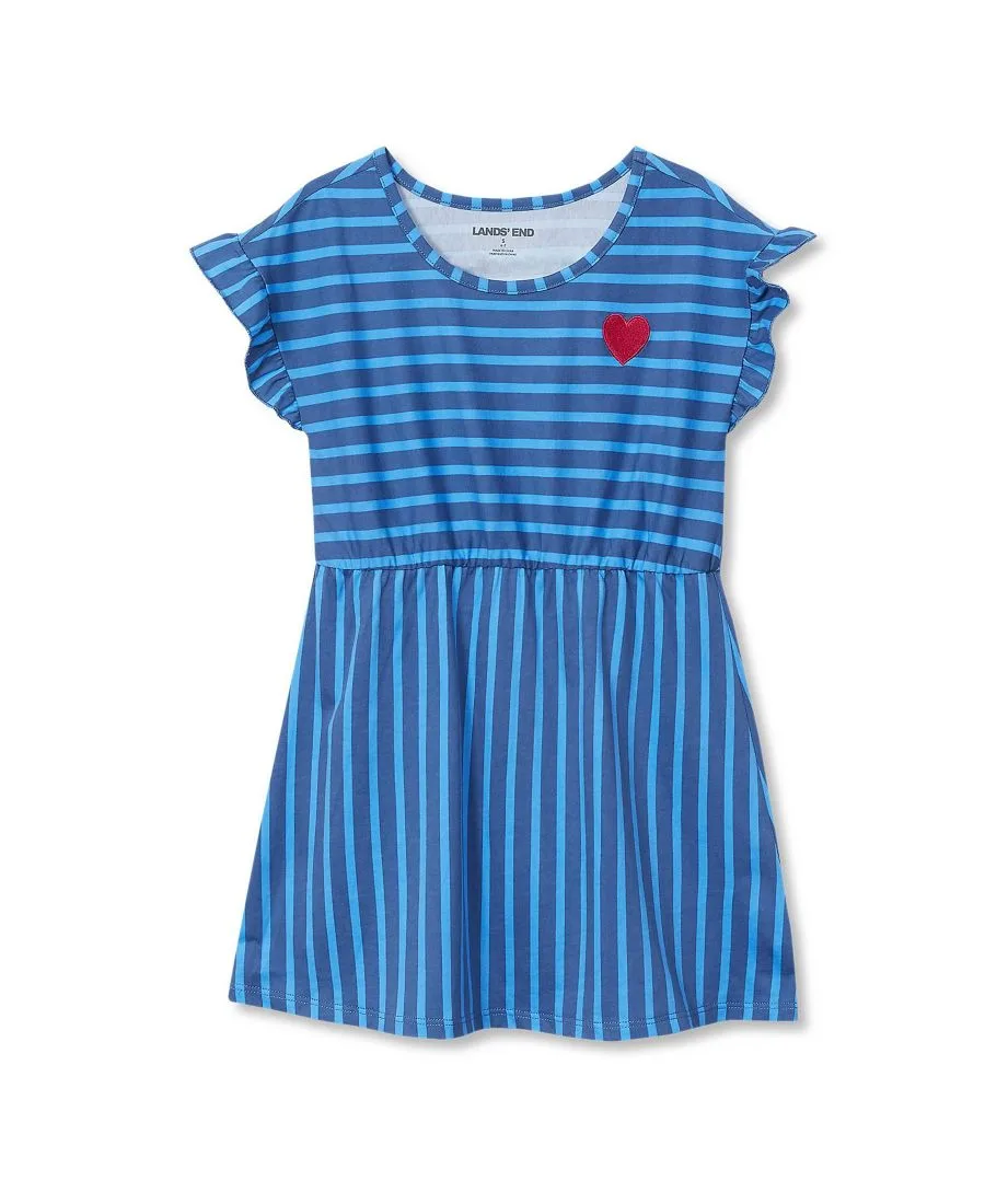 Детская туника с короткими рукавами и присборенной талией Lands' End, синий heart stripe