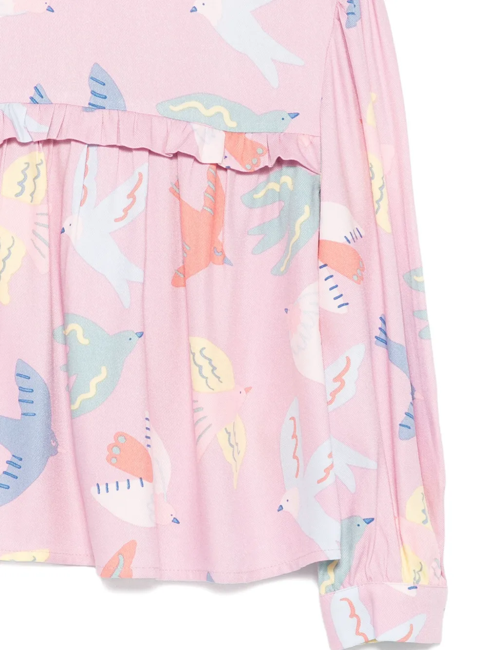Блузка с оборками и принтом птиц Stella McCartney Kids, фиолетовый — фото 3