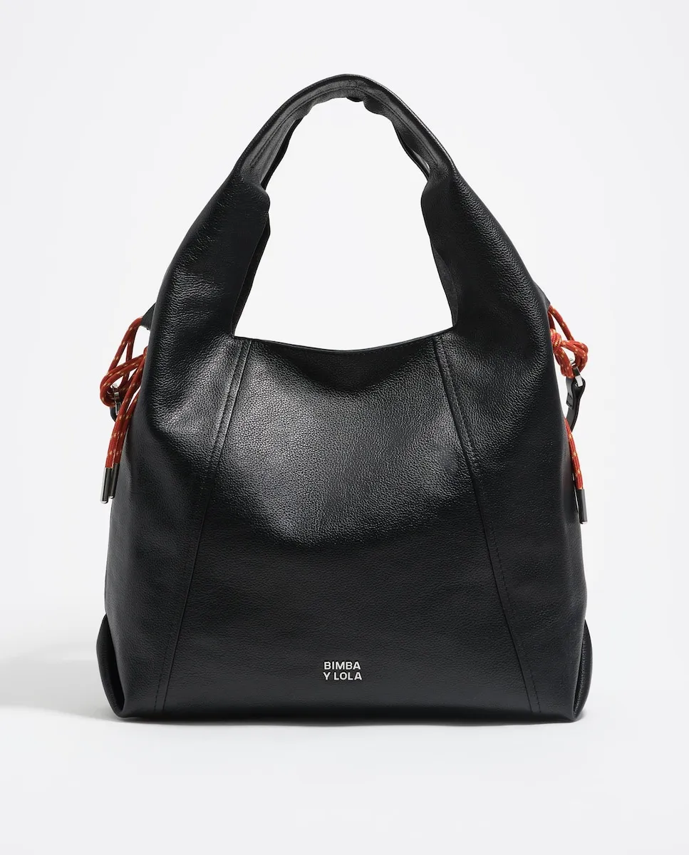 

Большая кожаная женская сумка через плечо с бумажной вставкой Bimba y Lola, черный