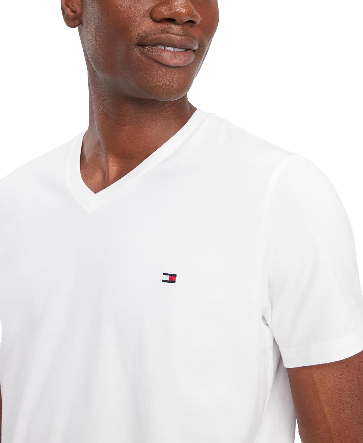 Мужская футболка Tommy Hilfiger с V-образным вырезом и флагом, White — фото 4