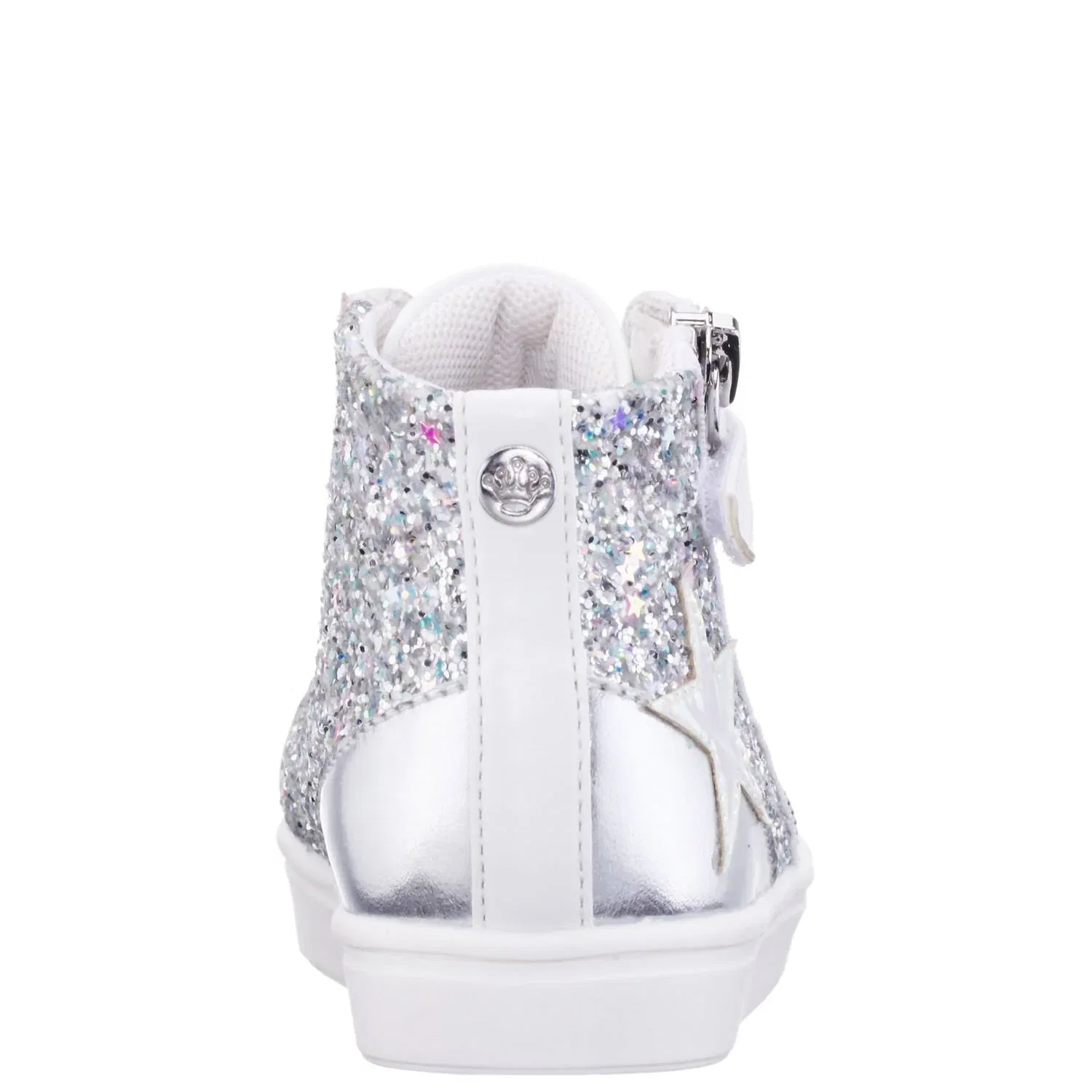 Детские высокие кроссовки Yuti с белыми блестками Nina, White Glitter — фото 4