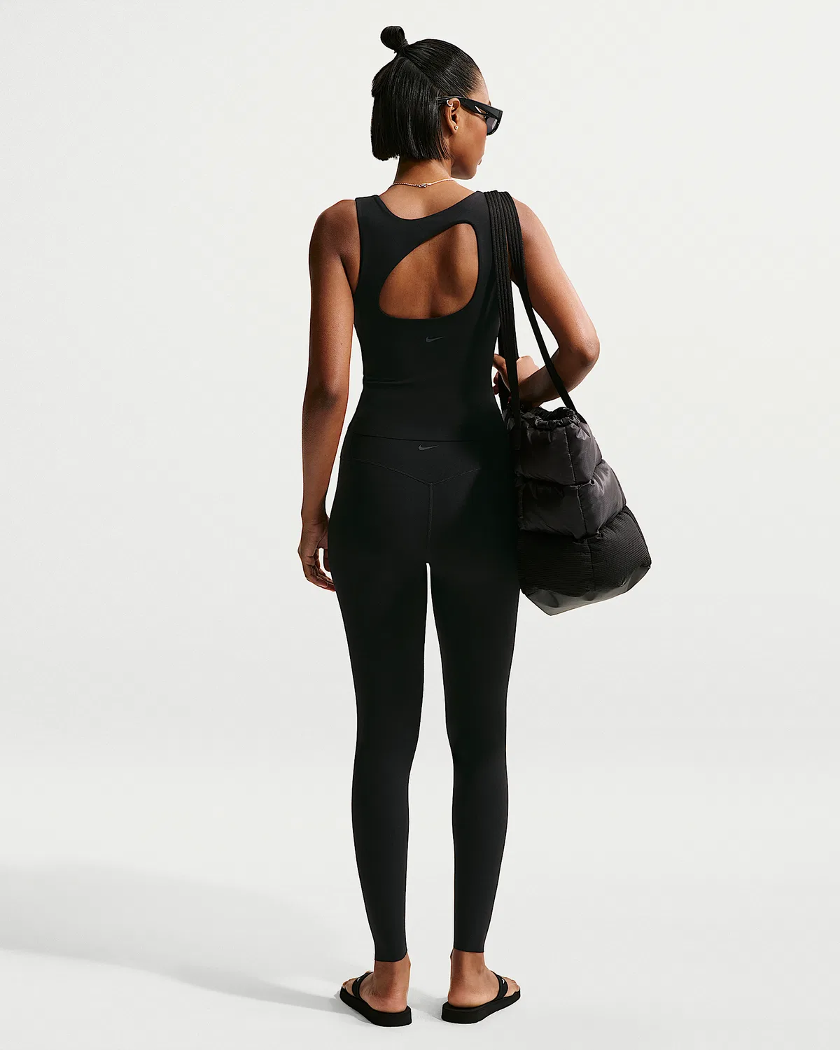 Женские леггинсы Nike Zenvy с высокой талией, полной длиной, без переднего шва, Black/Cool Grey — фото 4