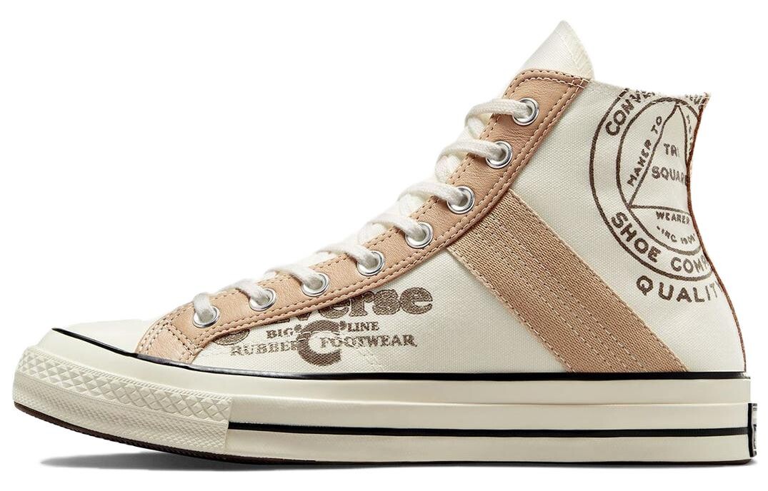

Кроссовки Chuck 70 Leather Overlay High 'Egret Champagne Tan' Converse, кремовый, Бежевый, Кроссовки Chuck 70 Leather Overlay High 'Egret Champagne Tan' Converse, кремовый