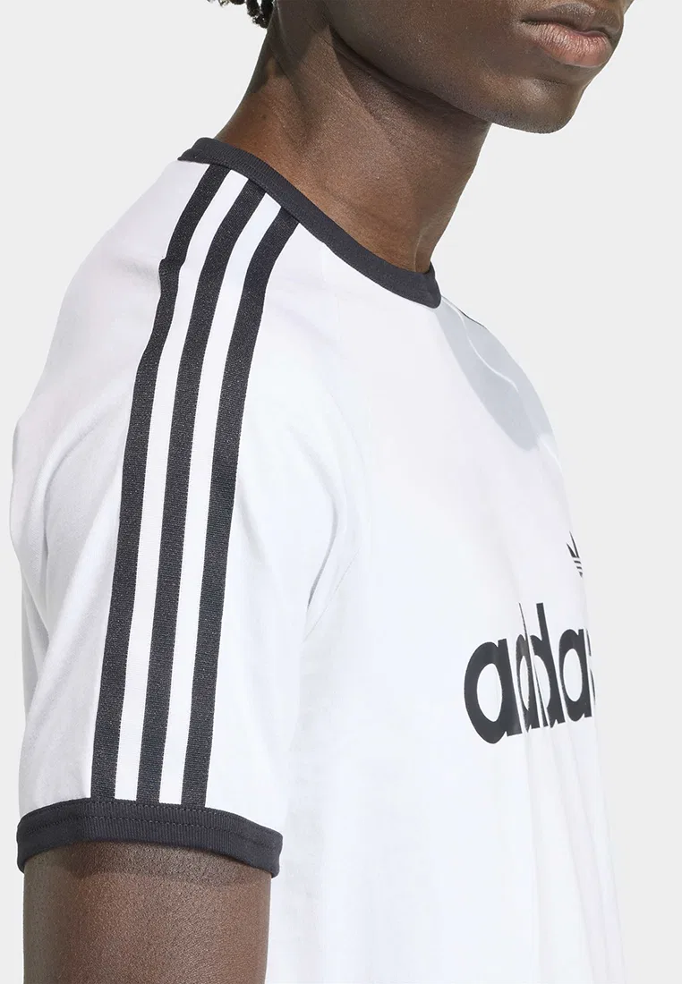 Футболка с коротким рукавом, облегающая, с тремя полосками, adidas, белый — фото 3