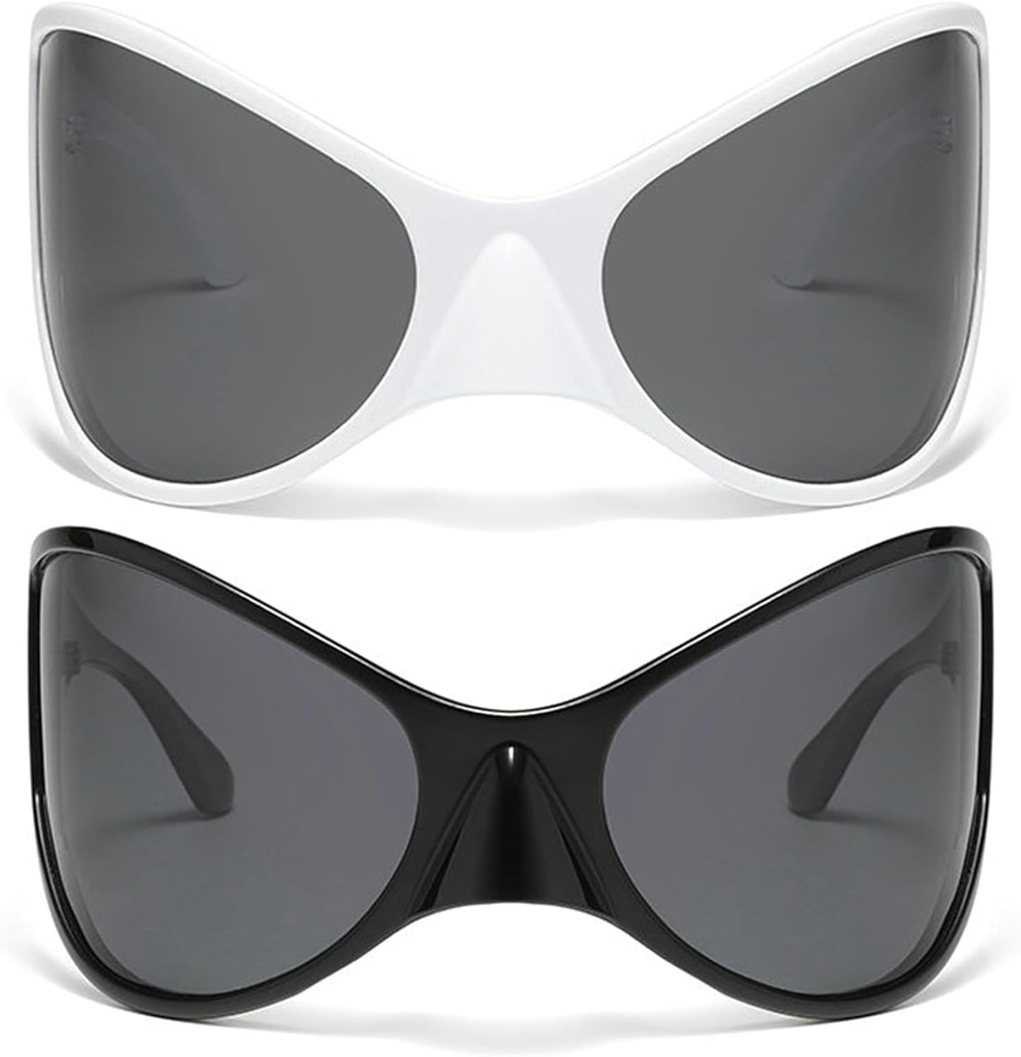 

Поляризованные солнцезащитные очки большого размера в футуристическом стиле для женщин и мужчин, цельные солнцезащитные очки в стиле Y2K с обтекаемым козырьком helena, Black+white