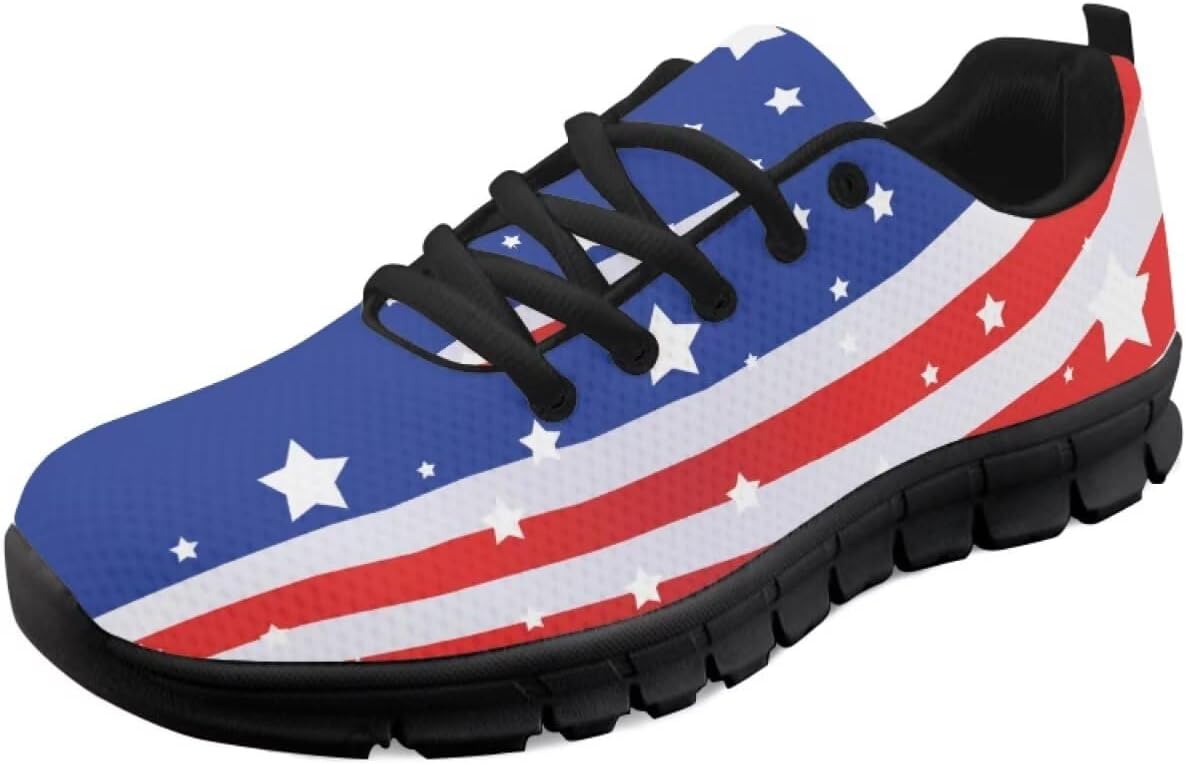 

Кроссовки с американским флагом для женщин, беговые и теннисные обувь, легкие спортивные трейловые кроссовки, мужские кроссовки ко Дню независимости США Getelinseng, American Flag Star