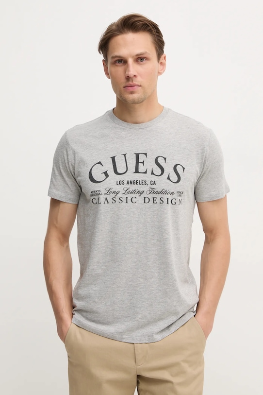 

Хлопковая футболка Guess, серый