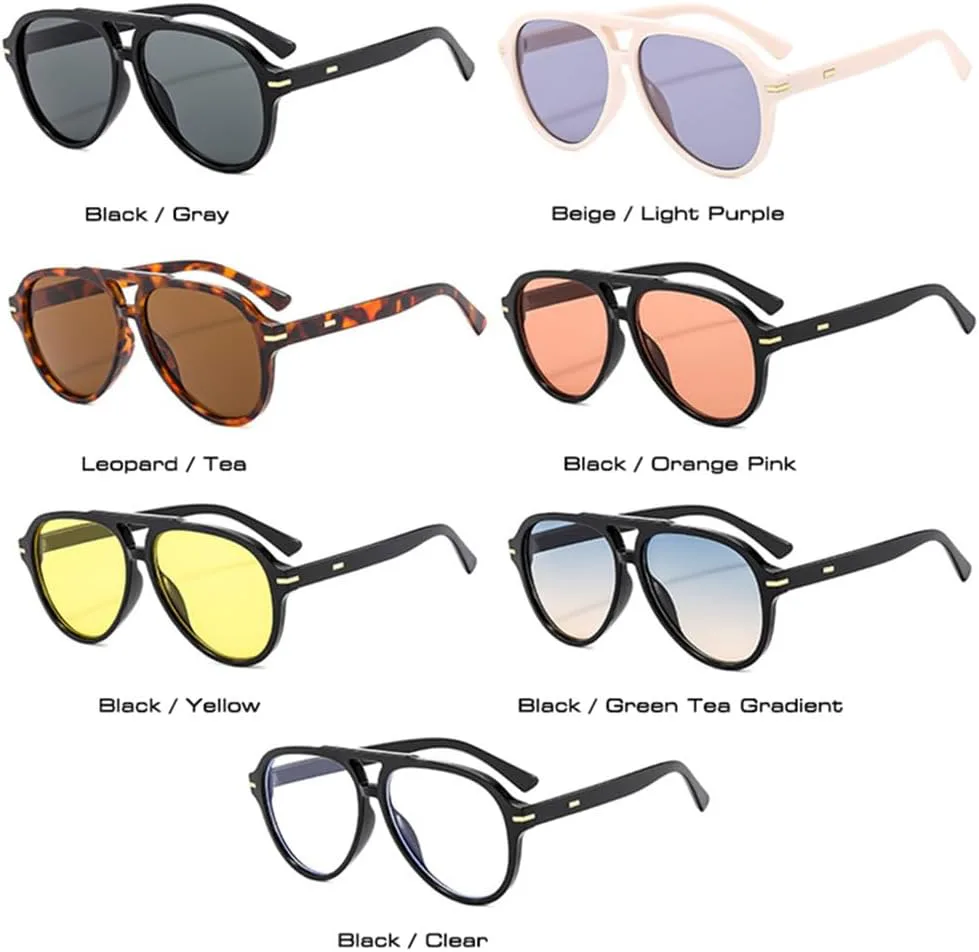 

Солнцезащитные очки с двойной перемычкой большого размера для женщин, градиентная защита от УФ-излучения UV400, для мужчин с заклепками UYPTK, Black Yellow