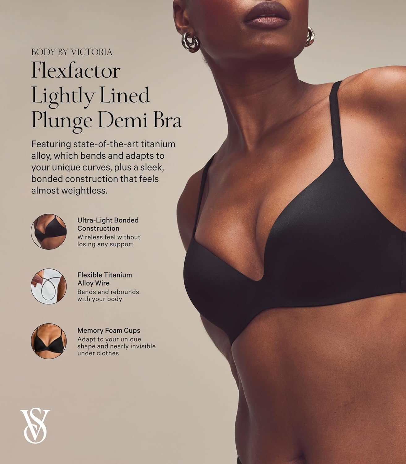 Боди Victoria's Secret от Victoria FlexFactor, деми-бюстгальтер с глубоким вырезом и легкой подкладкой (32A-38DD), Praline — фото 4