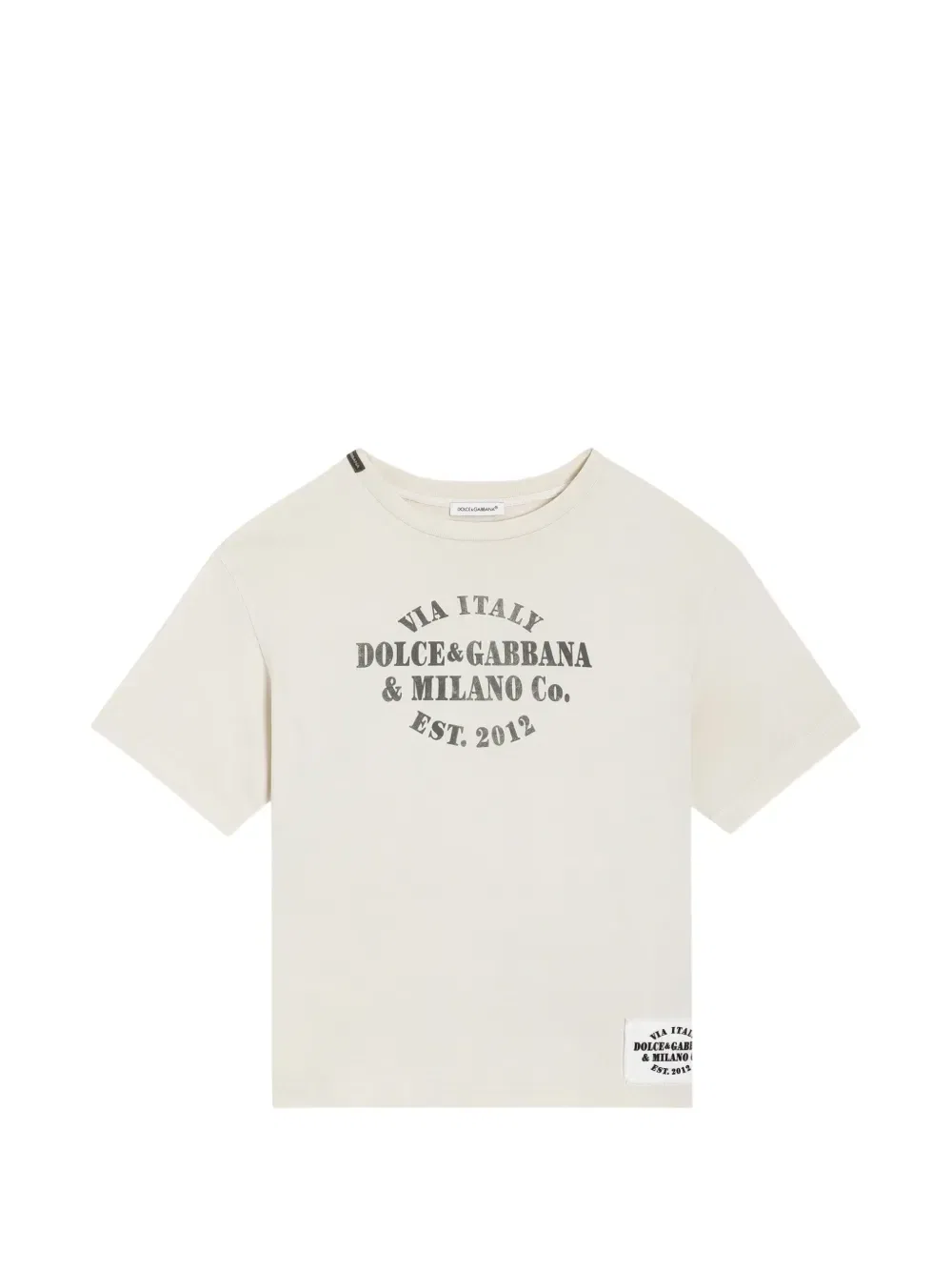 Футболка с принтом и нашивкой с логотипом Dolce & Gabbana Kids, нейтральный