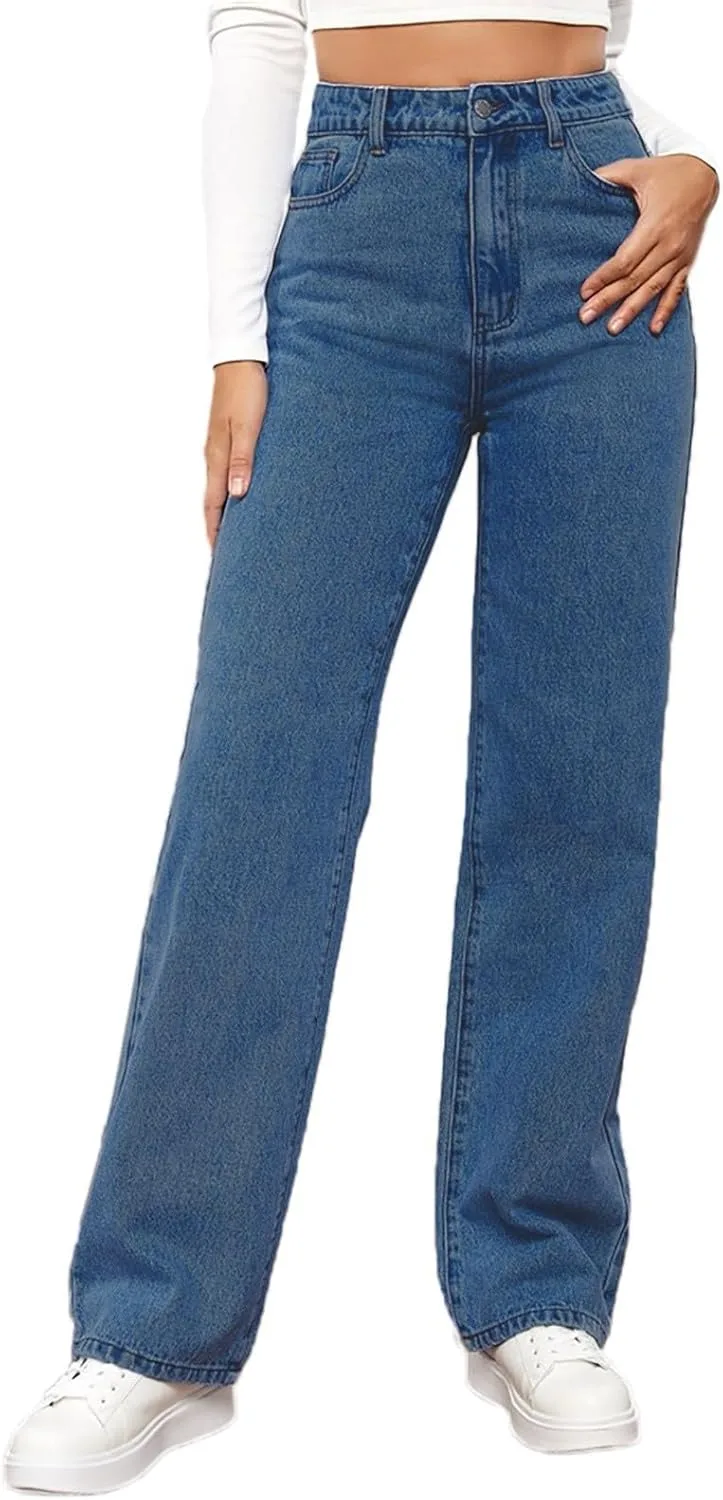 

JiXiang женские джинсы Stretch Straight Leg High Waisted