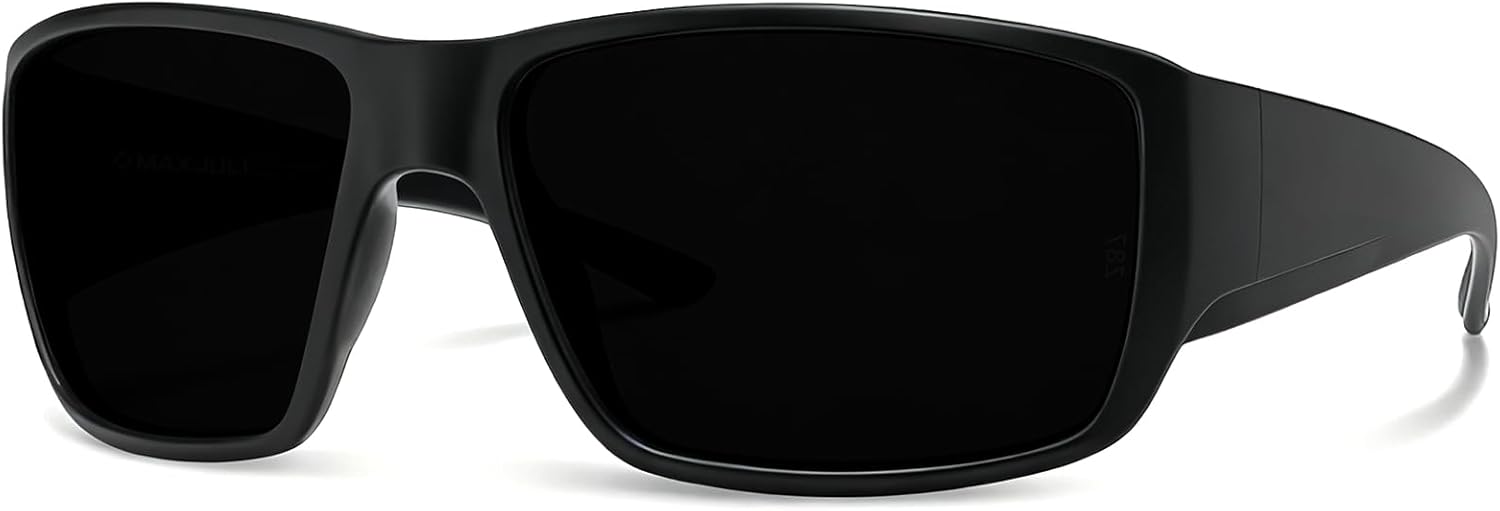 

Солнцезащитные очки MAXJULI XL Z87 для мужчин с большой широкой головой, сверхлегкие, из материала TR90, с защитой от УФ-излучения UV400, модель Z8245, Black/Super Dark