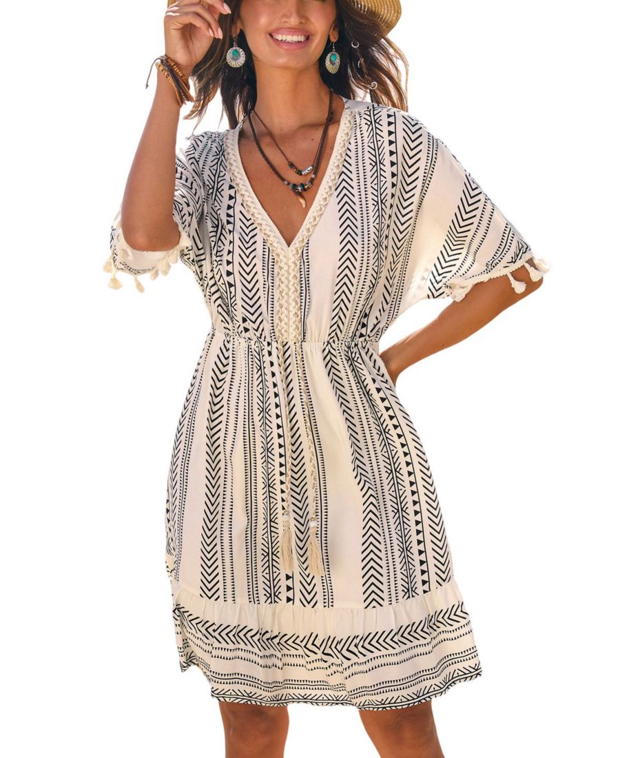 

Женское мини-пляжное платье в стиле бохо Тихие приключения Cupshe, Black