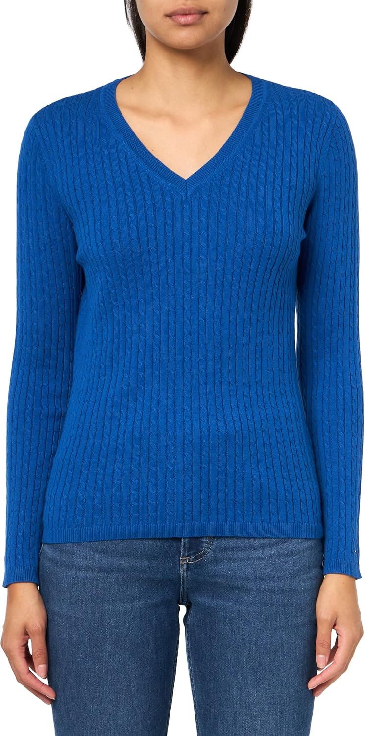 

Женский хлопковый легкий свитер Tommy Hilfiger с V-образным вырезом, True Blue