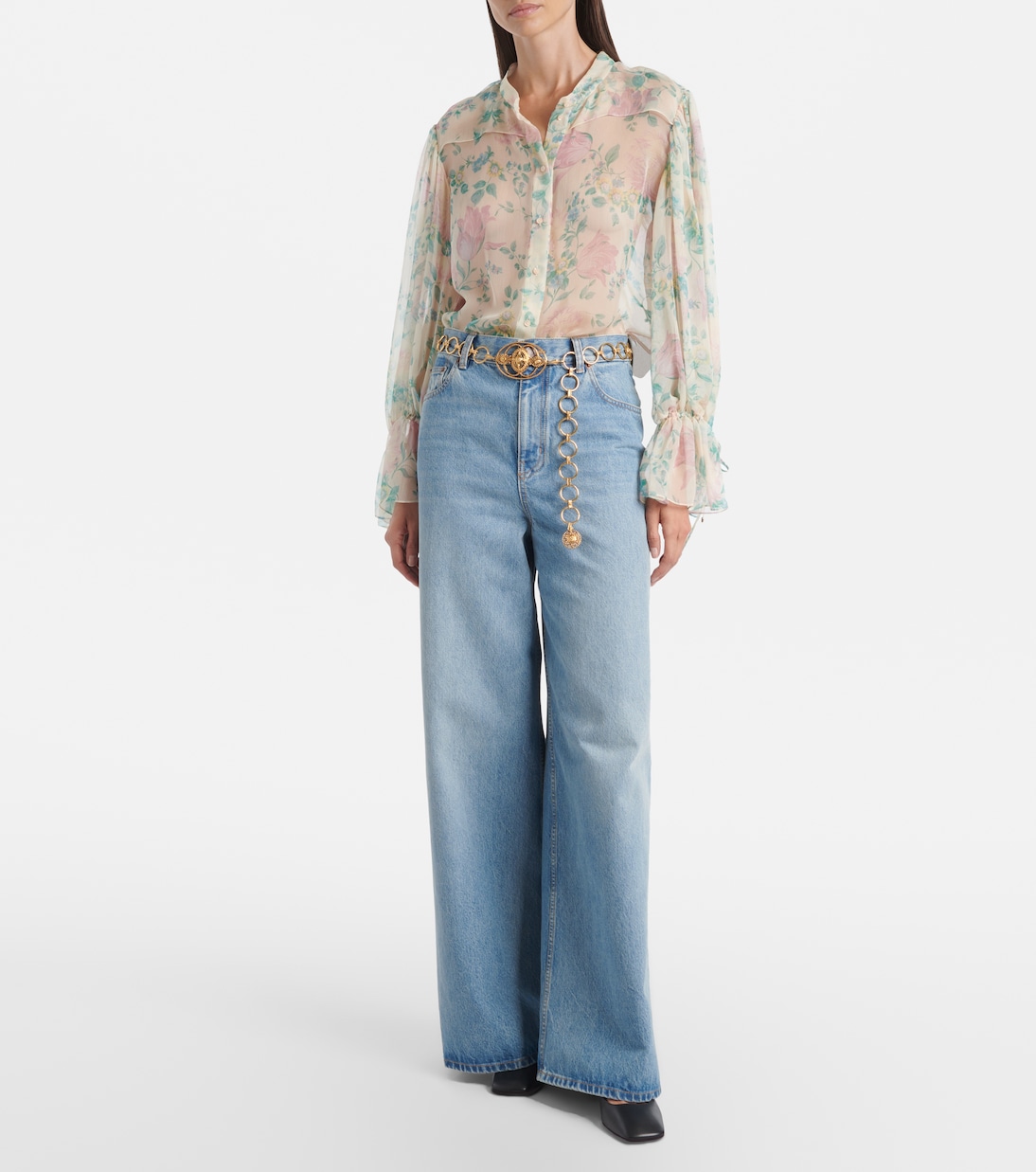 Кожаные туфли-лодочки Chloé Charms 55 с открытой пяткой Chloé, черный — фото 3