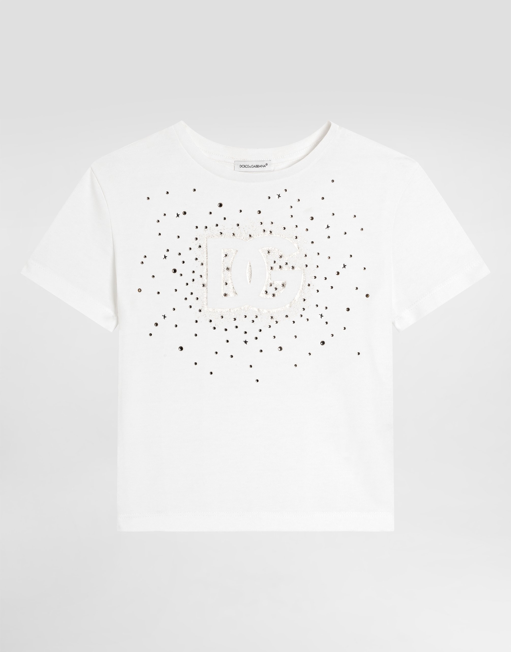 

Футболка из джерси с логотипом dg и стразами Dolce & Gabbana, белый