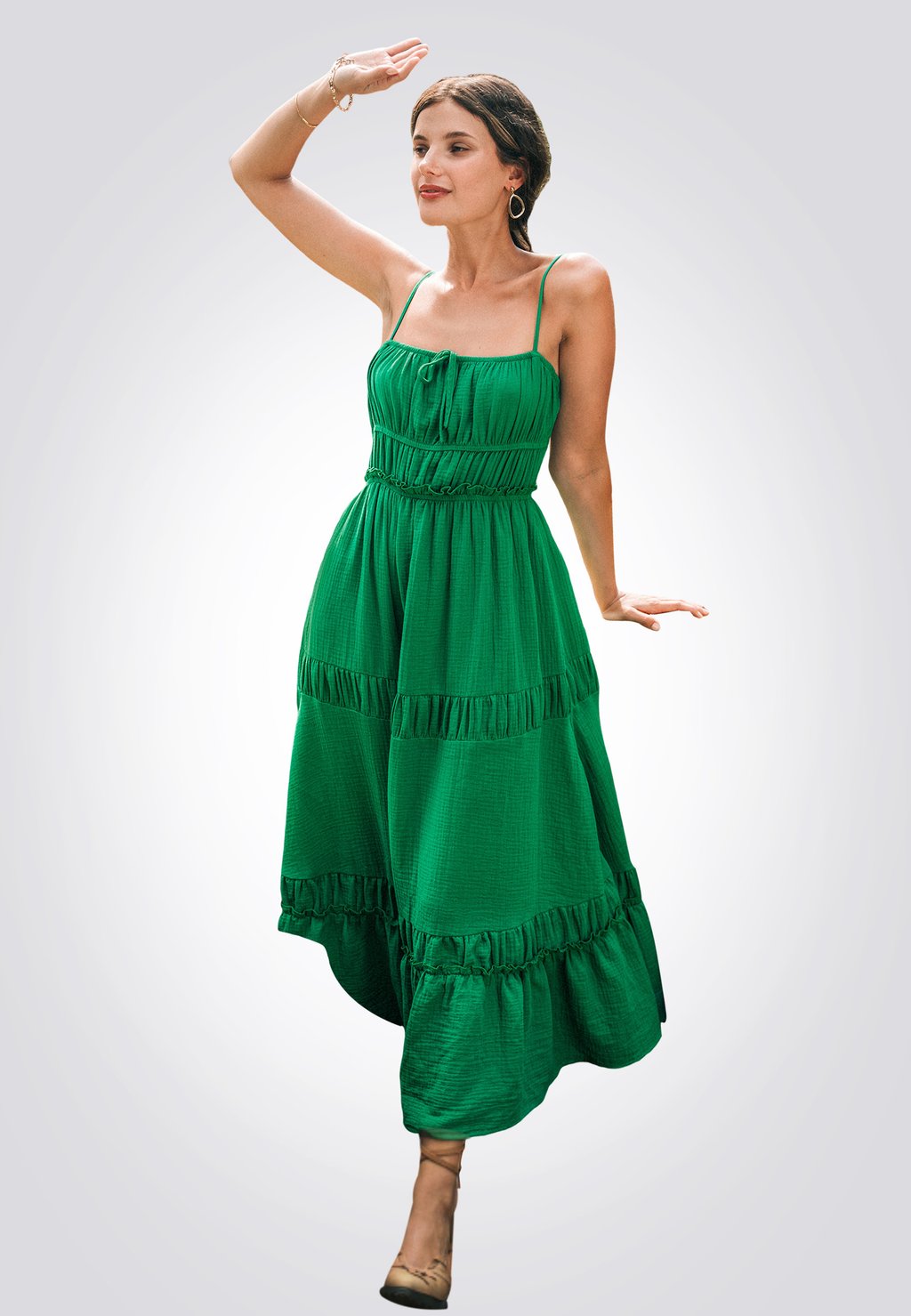 

Длинное платье SLEEVELESS SQUARE NECK Cupshe, зеленый