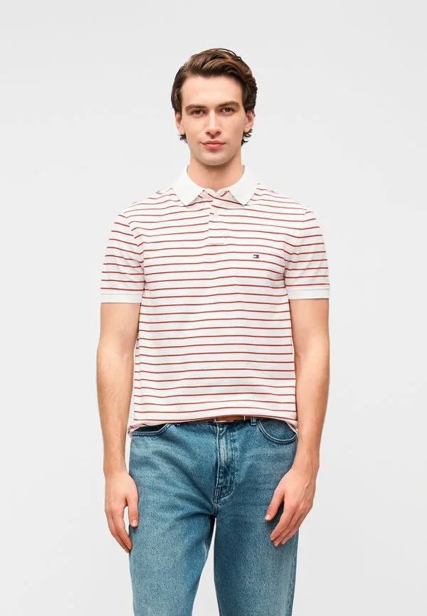 Рубашка-Поло из пике стандартного кроя 1985 года Tommy Hilfiger, White/Medium Red