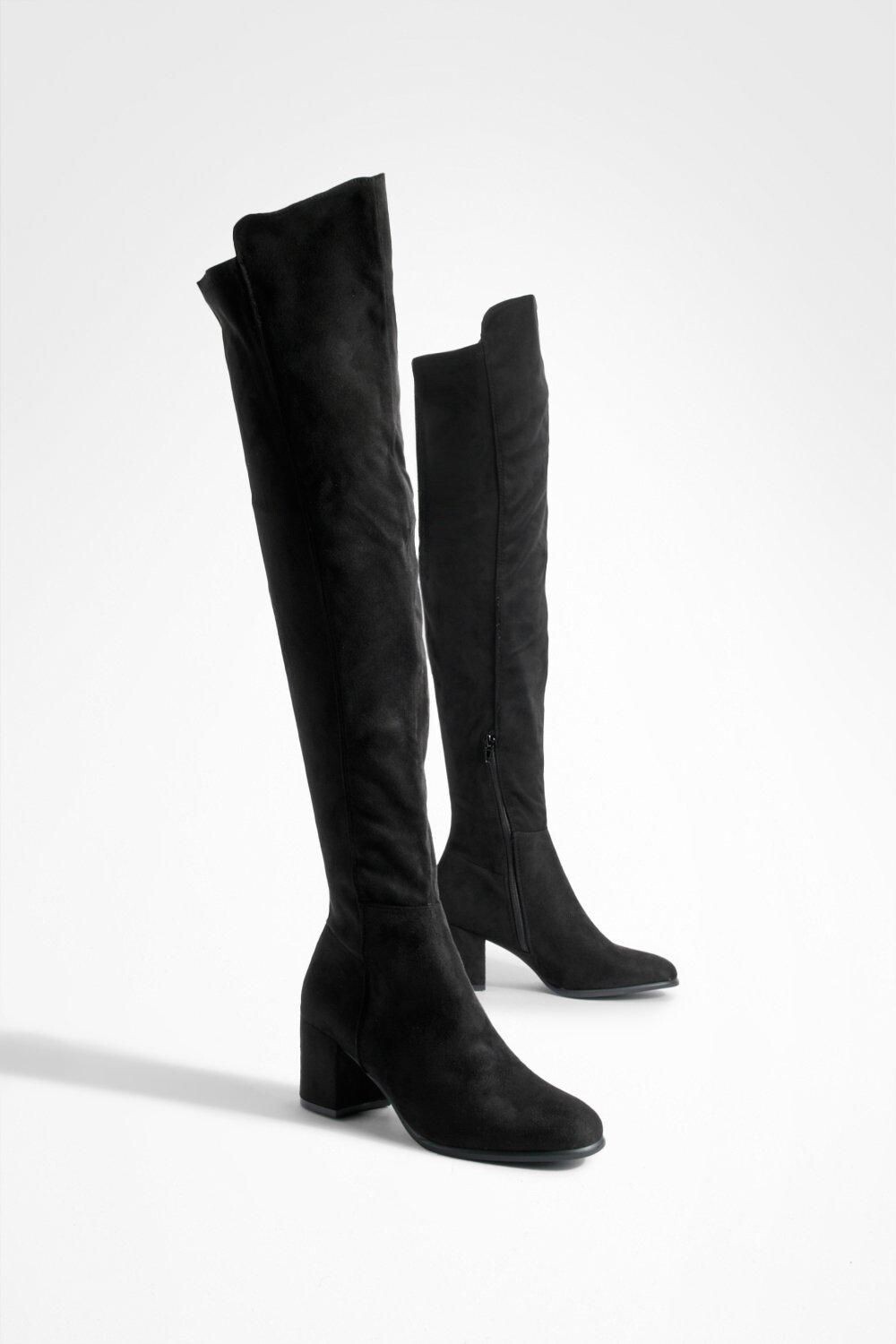 Сапоги выше колена Boohoo, черный