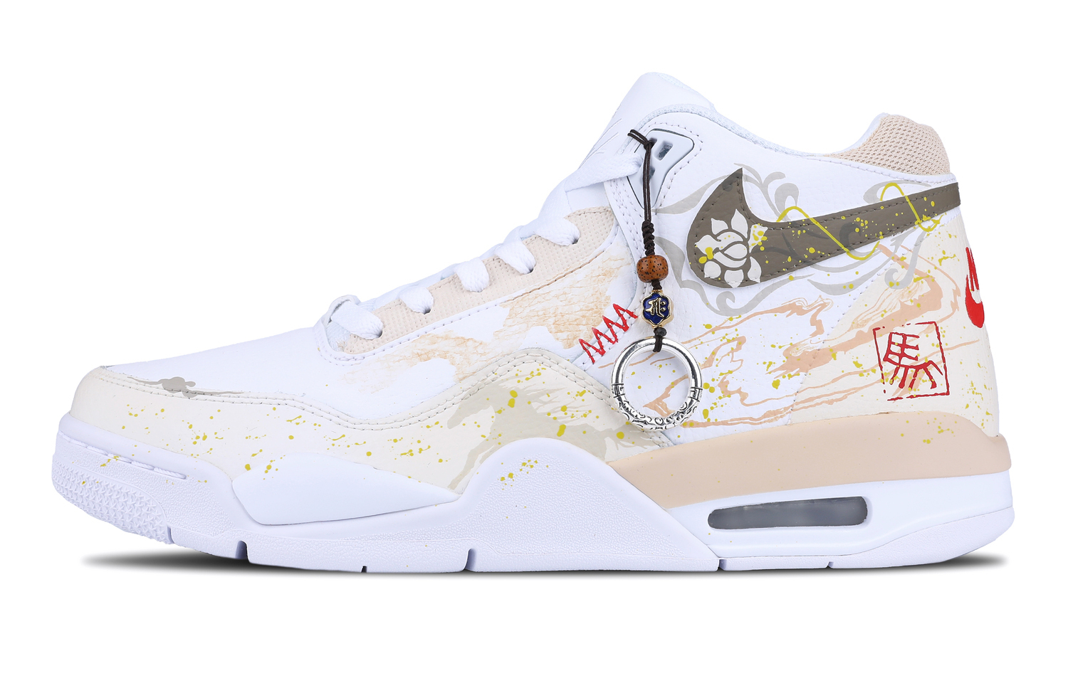 

Nike Кроссовки Flight Legacy Abrasion Resistant Mid top Vintage Basketball Shoes Unisex White Yellow