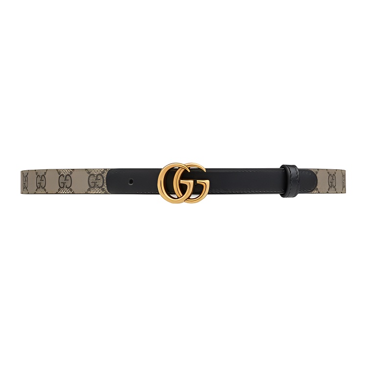 

GUCCI Тонкий ремень GG Marmont, Beige & Ebony