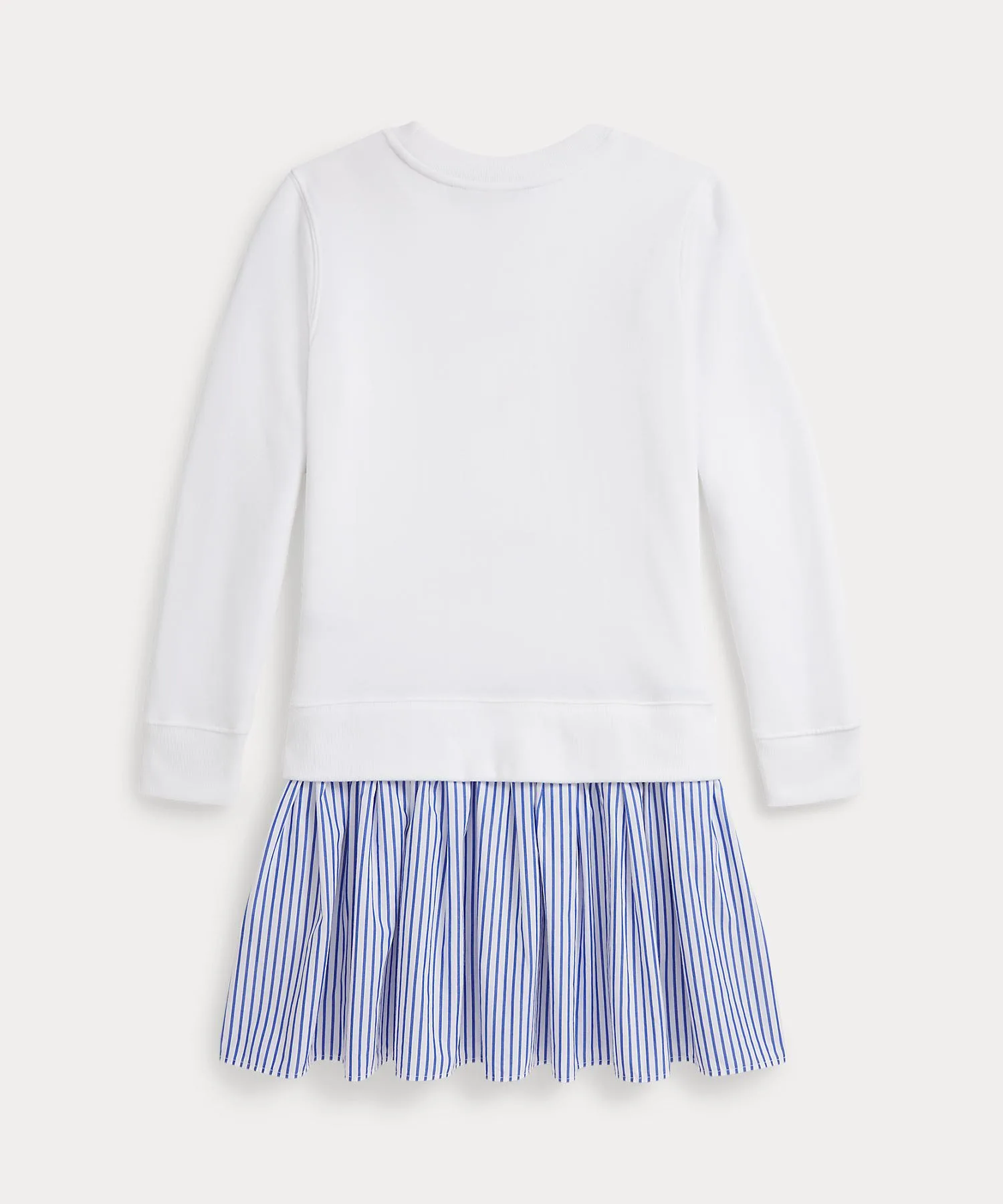Детское платье-флис с принтом Polo Bear и полосатым подолом POLO RALPH LAUREN CHILDRENSWEAR белое — фото 2