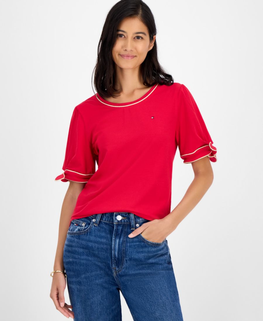 

Женская футболка с рукавами-завязками Tommy Hilfiger, Scarlet