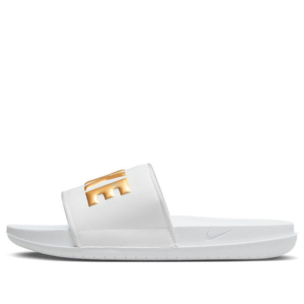 Тапочки offcourt slide 'white metallic gold' Nike, белый