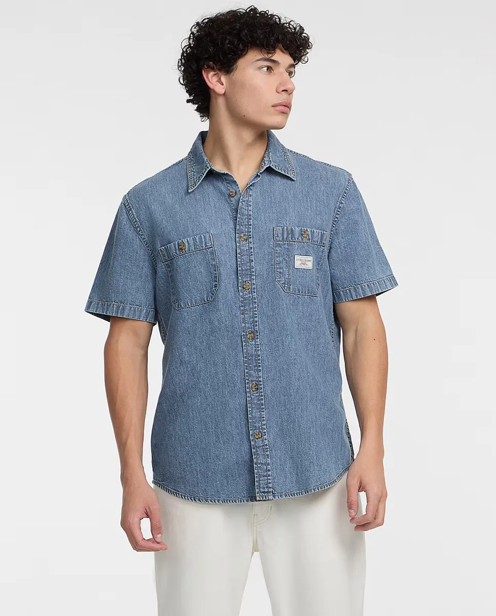 

Мужская джинсовая рубашка с коротким рукавом Guess Jeans, синий