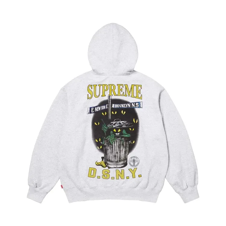 Толстовка Supreme x Dsny на молнии с капюшоном, цвет «Пепельно-серый» — фото 2