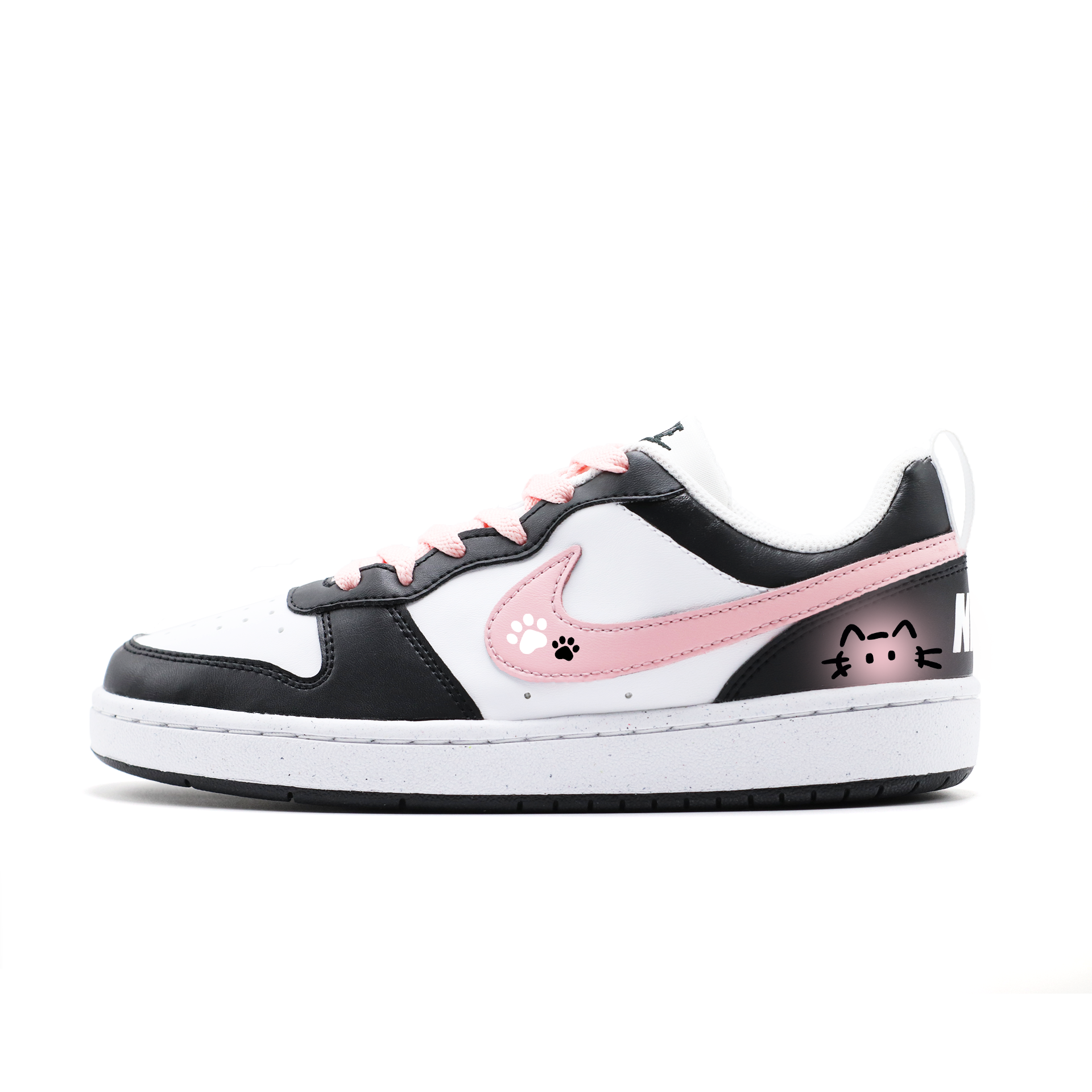 

Nike Кроссовки для скейтбординга Court Borough Cat Paw Slip Resistant Abrasion Resistant низкие детские розовые черные для подростков