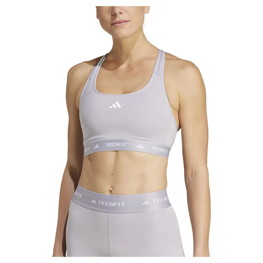 

Спортивный бюстгальтер adidas Techfit Medium Medium Impact, серый