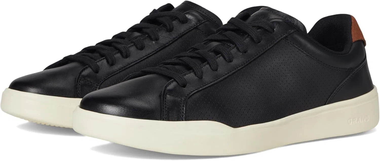 Кроссовки Cole Haan Herren Grand Crosscourt Modern с перфорацией, шнуровкой и легким кожаным носком, Black British Tan Ivory