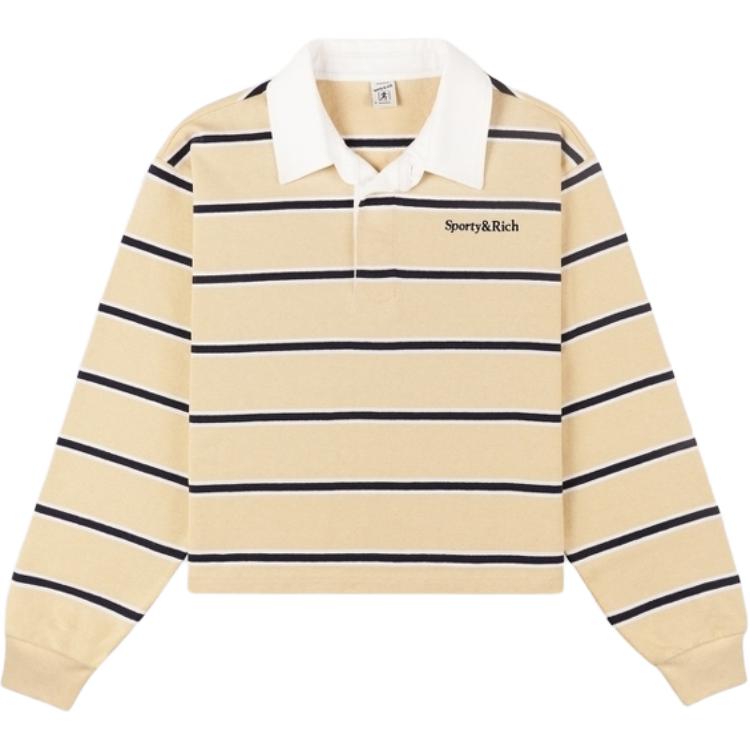 

Поло с вышитым логотипом Serif укороченное SPORTY & RICH, Almond