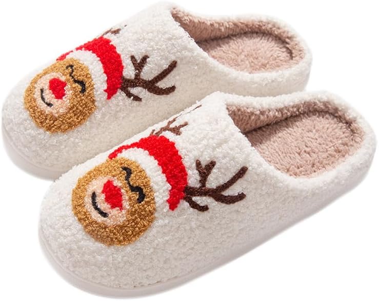 

Рождественские тапочки, Хэллоуинские тапочки, милые осенние меховые туфли, подарки для женщин и мужчин, теплые домашние тапочки для вечеринок Generic, белый