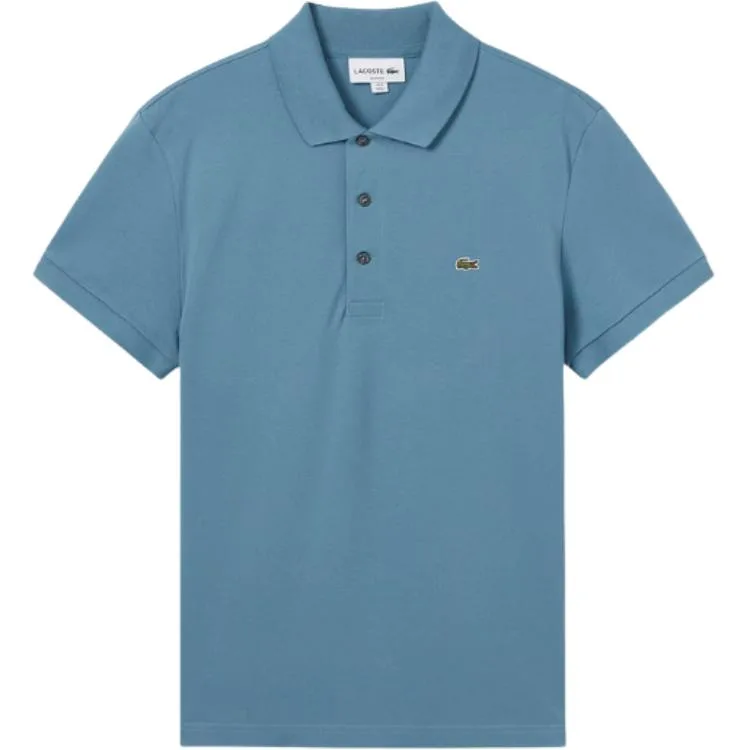 Поло Lacoste с вышитым логотипом, мужское, сине-серый