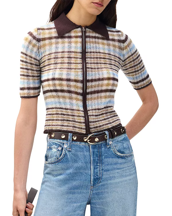 

Поло-Свитер Leva с коротким рукавом и застежкой-молнией Rag & Bone, мультиколор