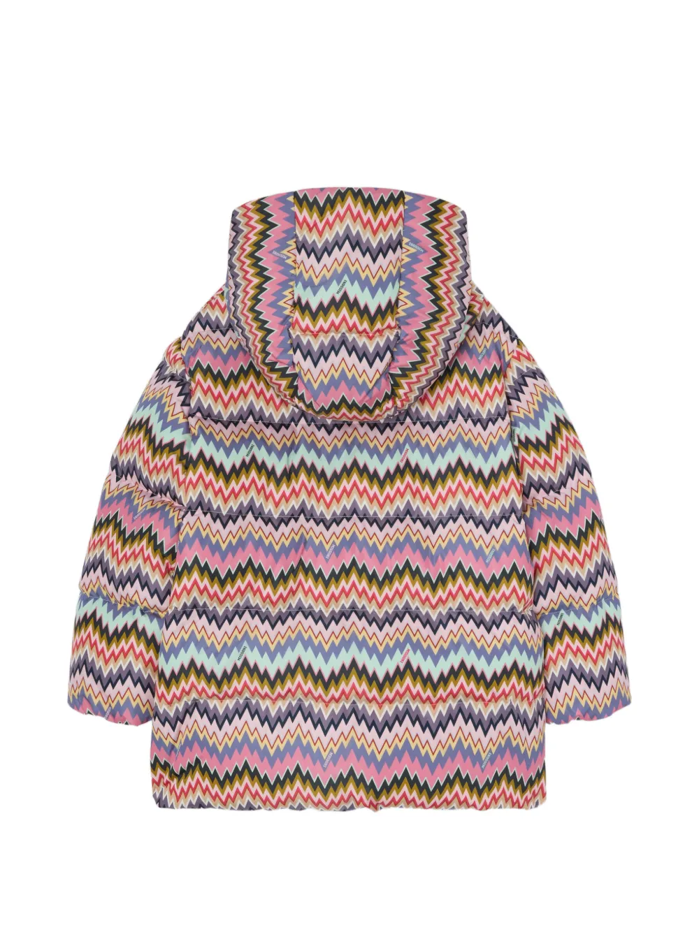 Пальто с капюшоном и зигзагообразным узором Missoni Kids, розовый — фото 2