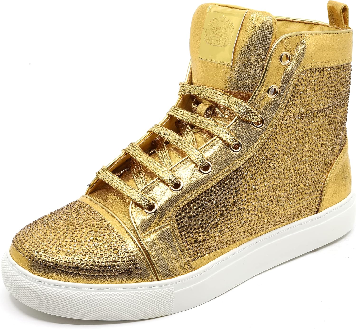 

Мужские высокие кеды с кристальным блеском и стразами, плоская модная повседневная обувь SNK-07 Metrocharm, золотой