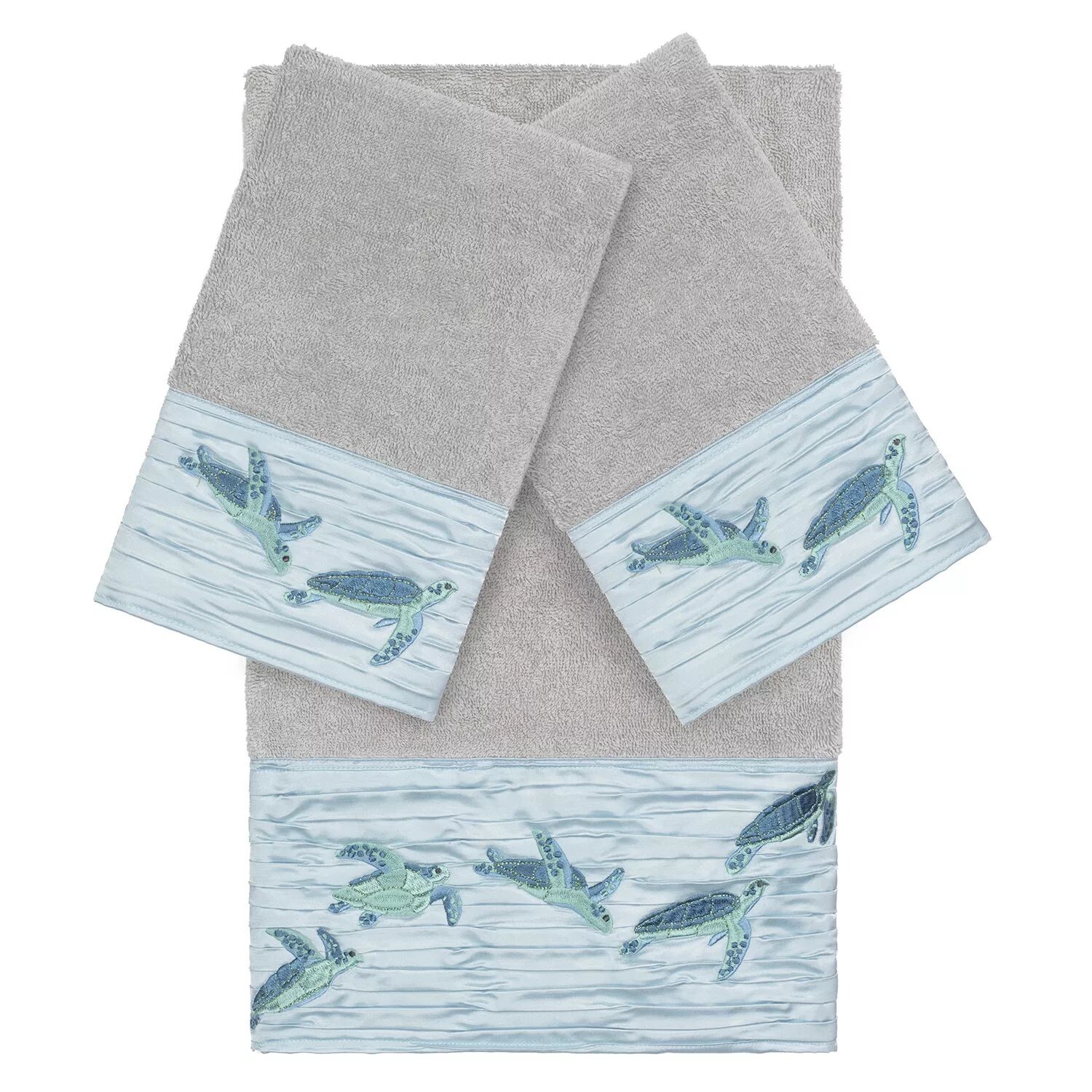 

Linum Home Textiles Турецкий хлопок Набор украшенных полотенец Mia из 3 предметов, светло-серый