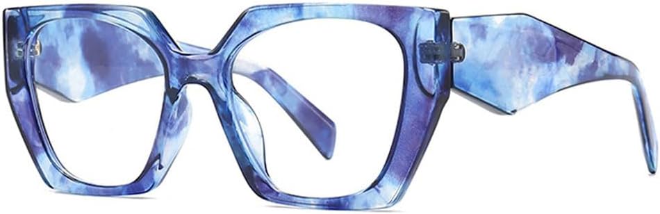 

Ретро-солнцезащитные очки «кошачий глаз» с многоугольными линзами, разноцветные, модные женские, с прозрачным градиентом, защита от УФ-излучения UV400, мужские солнцезащитные очки WNCKSQ, Blue Pattern Clear