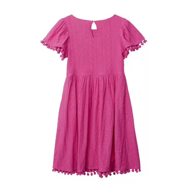 Детское кружевное платье с короткими рукавами Lands' End, цвет rose violet — фото 2