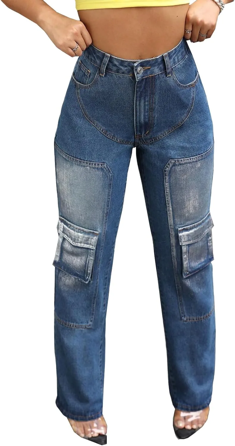 

Женские джинсы Wide Leg Cargo с накладными карманами Viatabuna