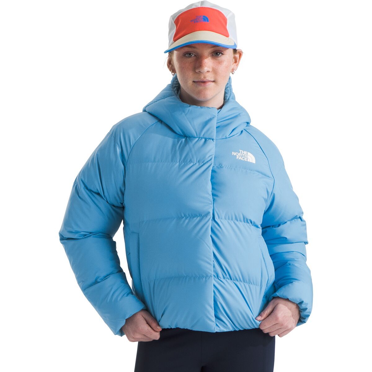 

Норс даун куртка с капюшоном — для девочек The North Face, цвет dark cornflower